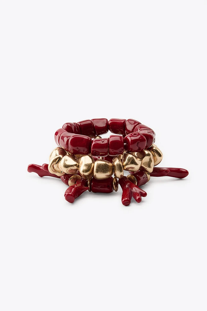 PACK OF 3 CORAL STRETCH BRACELETS