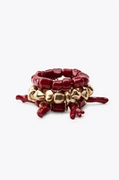 PACK OF 3 CORAL STRETCH BRACELETS