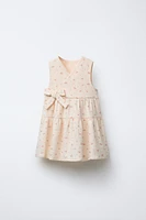 TEXTURED WEAVE FLORAL PINAFORE DRESS