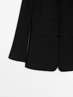 Linen blend blazer with fastening detail