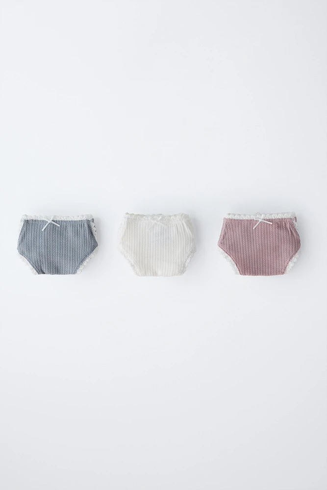 AGES 6-14/ THREE-PACK OF LACE UNDERWEAR