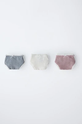 AGES 6-14/ THREE-PACK OF LACE UNDERWEAR