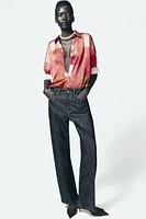 GEOMETRIC PRINT SATIN EFFECT SHIRT