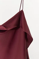 ASYMMETRIC SATIN RUFFLE TOP