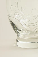 RAISED FLORAL DESIGN GLASS TUMBLER