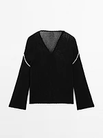 100% cotton openwork crochet sweater