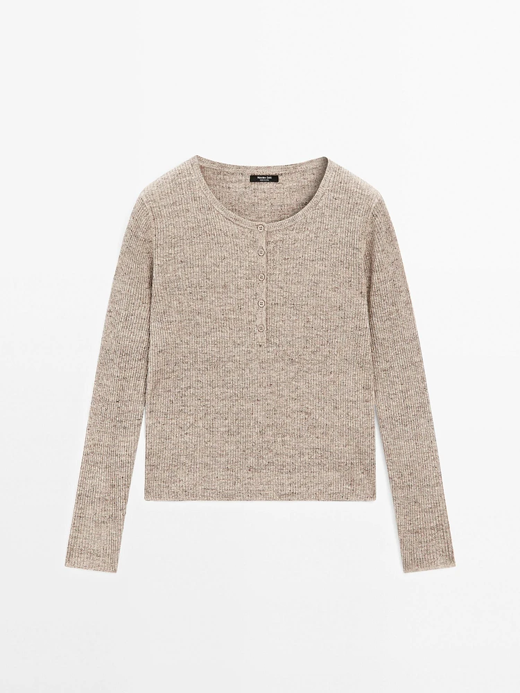 Linen blend henley sweater