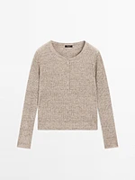 Linen blend henley sweater