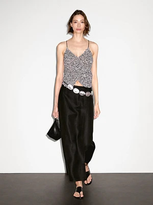 Jupe-short longue lin