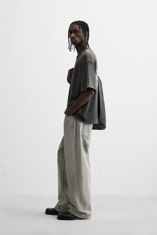 WASHED KNIT PRINT T-SHIRT