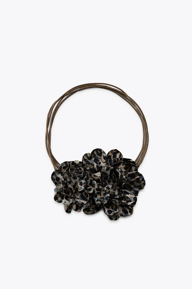 COLLIER DOUBLE FLEUR IMPRIMÉ ANIMAL