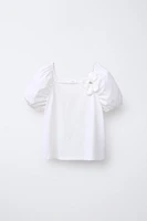T-SHIRT BIMATIÈRE FLEUR SATINÉE