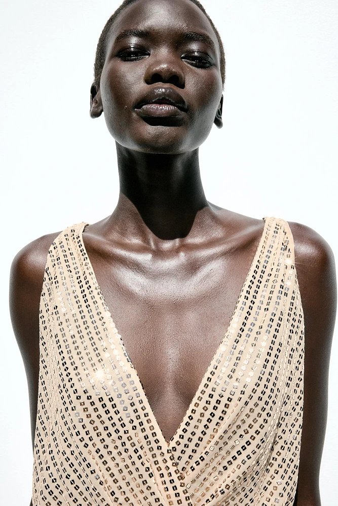 SEQUIN MIDI DRESS