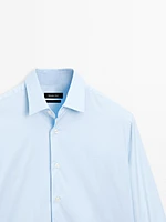 Slim fit stretch cotton blend shirt