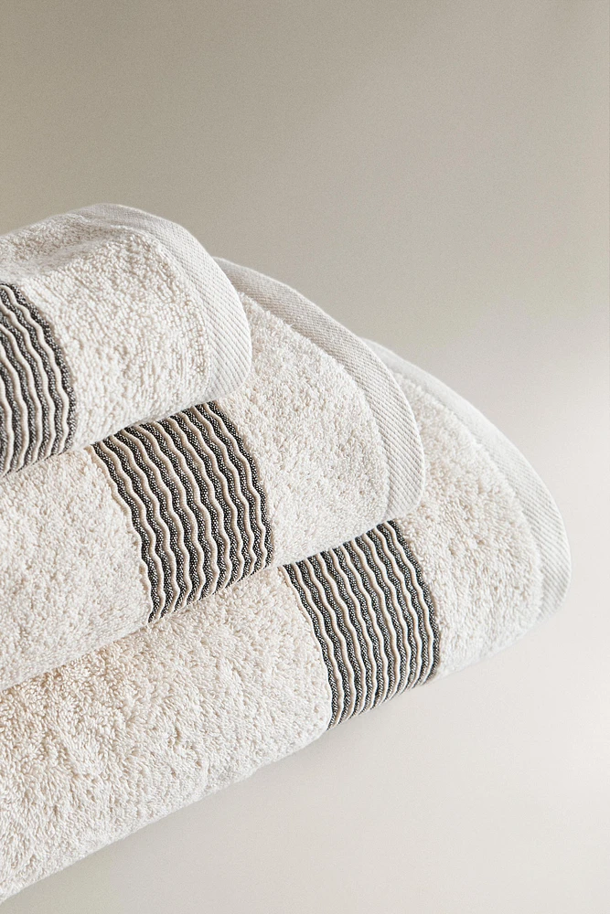 SERVIETTE DE BAIN COTON FRISE PLISSÉE