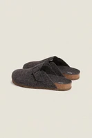 BUCKLED FELT MULE CLOG SLIPPERS