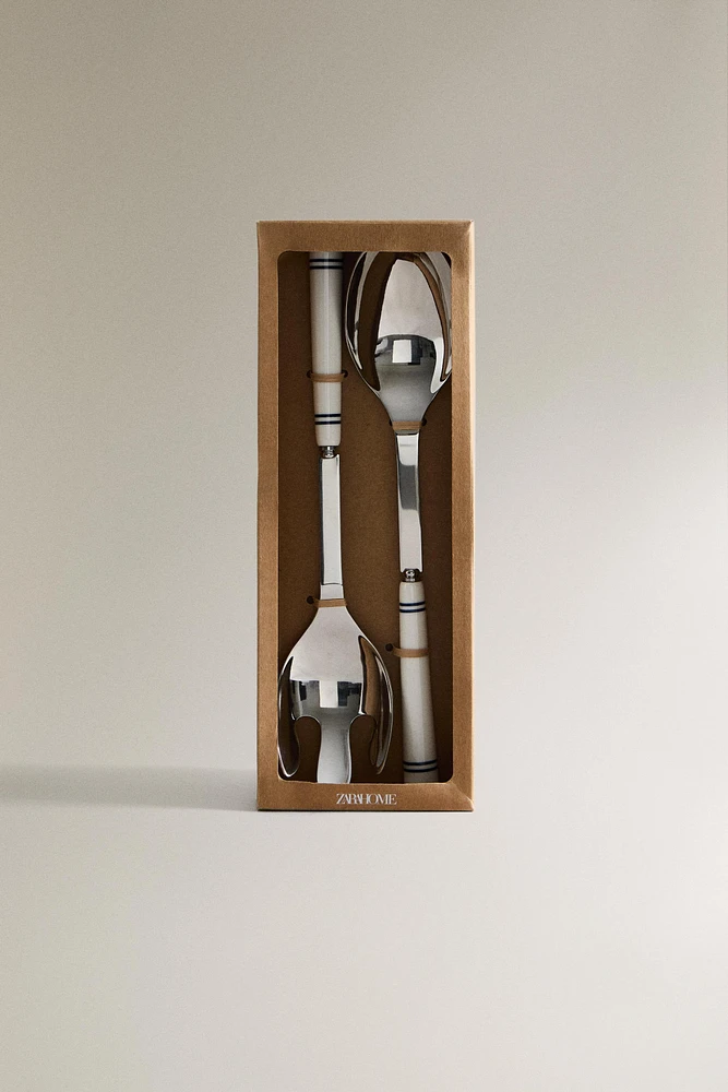 CERAMIC SALAD FLATWARE SET (SET OF 2)