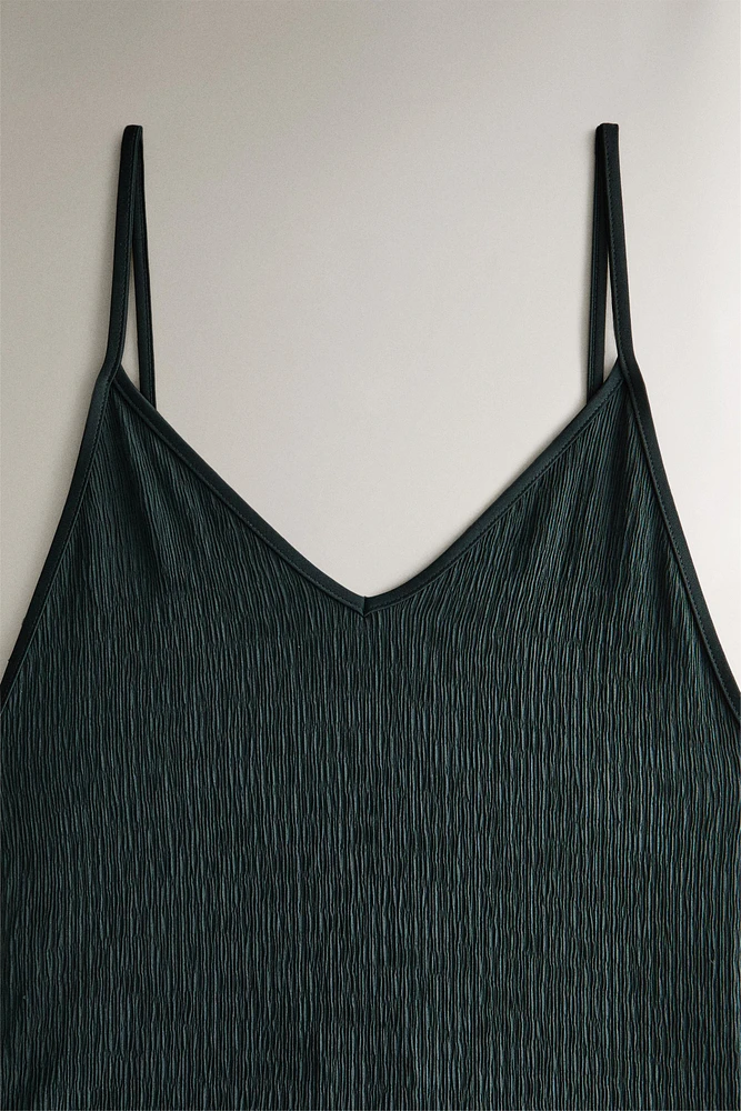 SMOCKED FABRIC BEACH SWIMSUIT