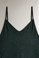 SMOCKED FABRIC BEACH SWIMSUIT