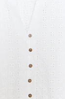 SHORT SLEEVE EYELET EMBROIDERED SHIRT