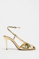 SANDALES À TALONS ET BRIDES EFFET MÉTALLISÉ