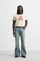RIB CONTRAST TEXT T-SHIRT