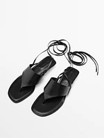 Sandales à lanières en cuir