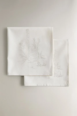 SET OF PRINTED COTTON NAPKINS