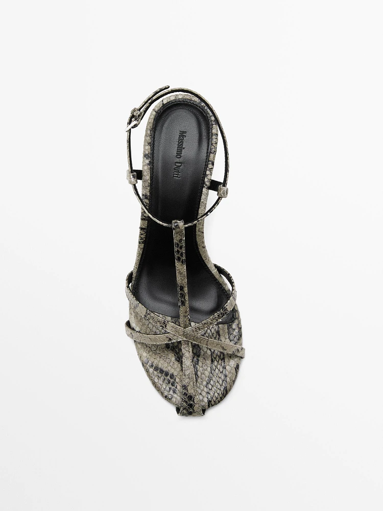 Sandales à talon imprimées
