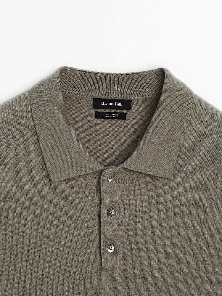 100% cashmere knit polo collar sweater