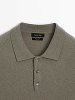 100% cashmere knit polo collar sweater