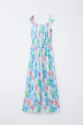 PLEATED PRINTED JUMPSUIT