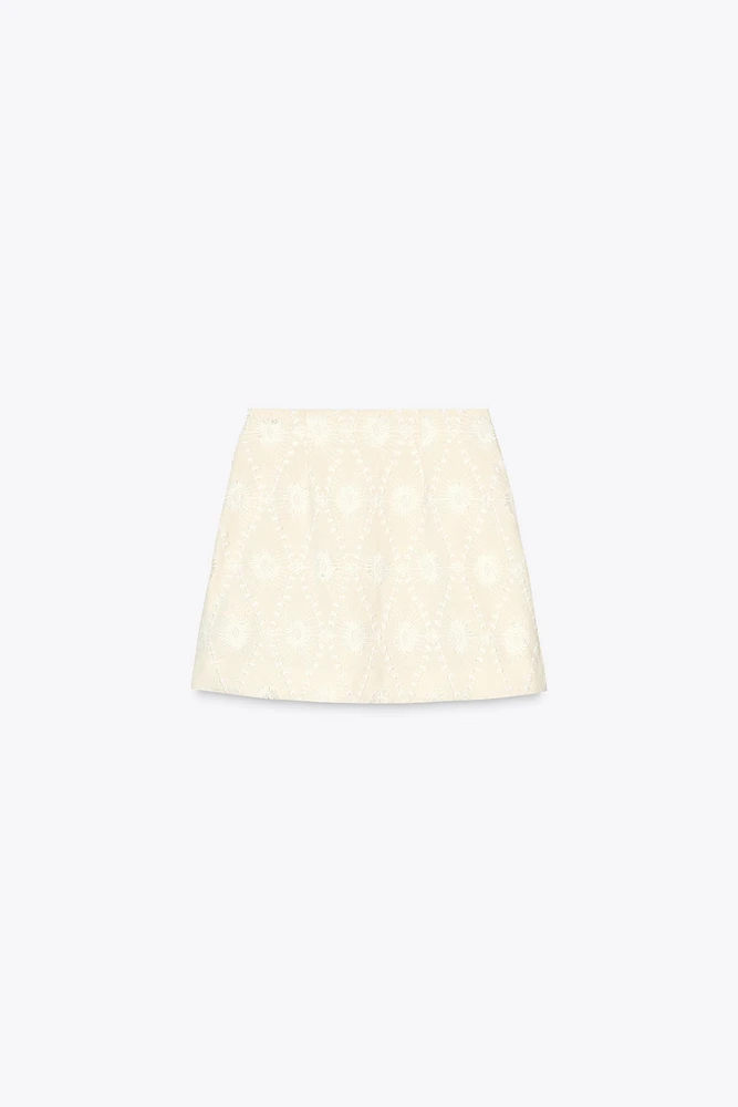 MINI-JUPE BRODERIES EFFRANGÉES