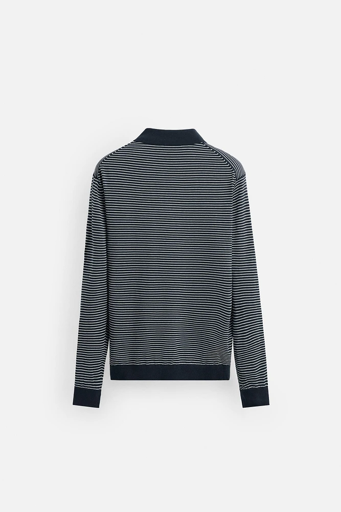 STRIPED KNIT POLO SHIRT