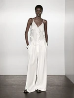 Pantalon palazzo lin à pinces