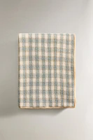 CHECK WAFFLE-KNIT BLANKET