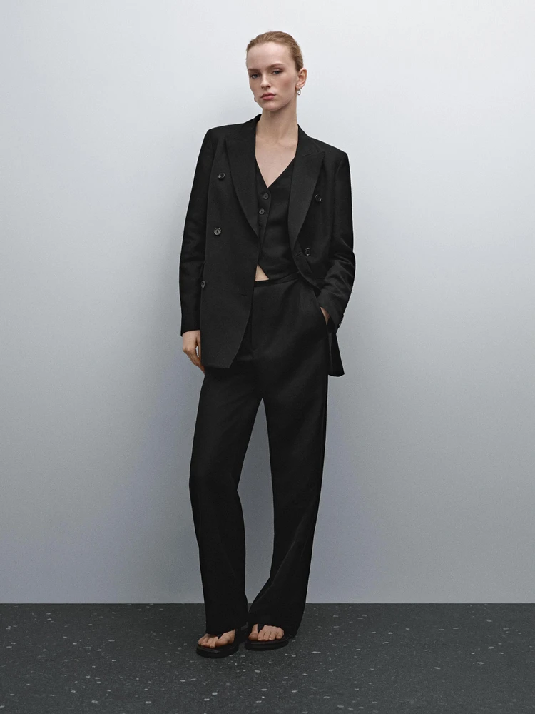Pantalon lin droit et fluide