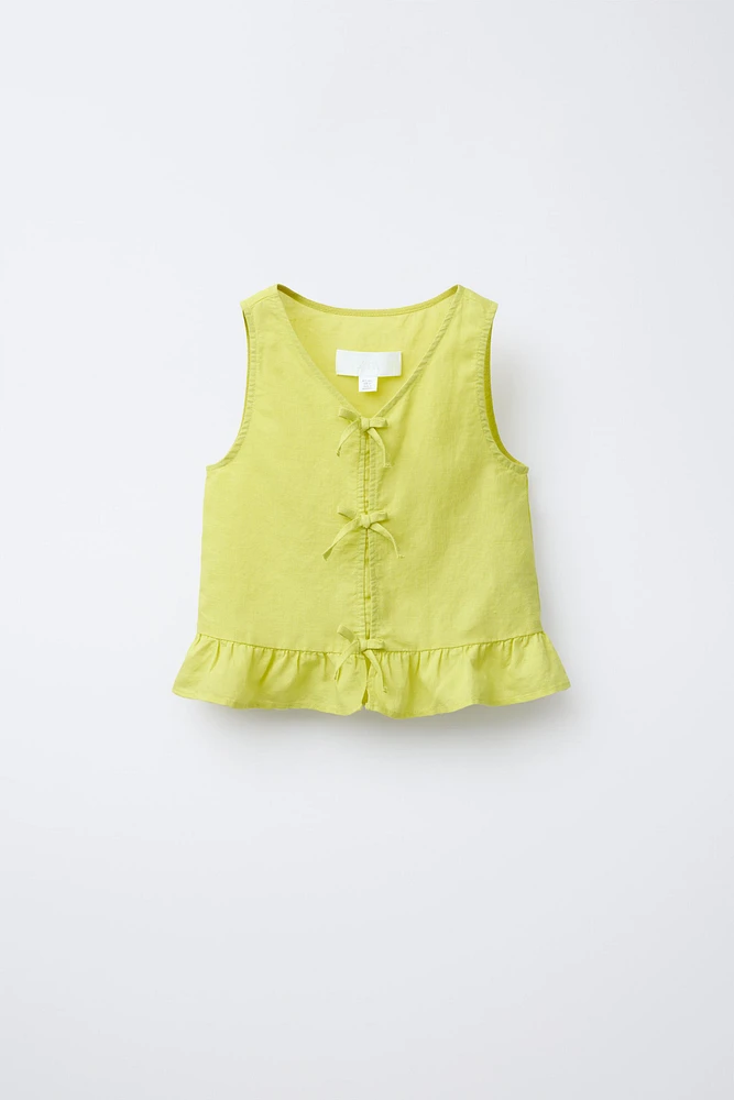 COTTON LINEN TIE TOP