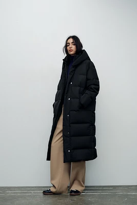 WATER AND WIND PROTECTION LONGLINE HOODED DOWN JACKET