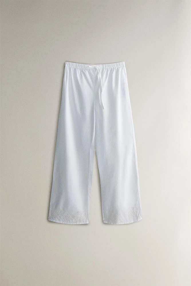 PANTALON COTON BRODERIES