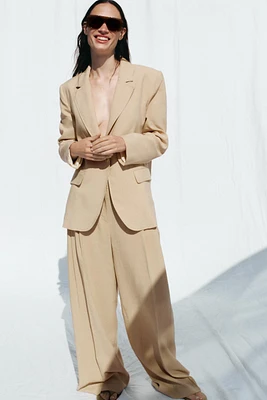 PANTALON LARGE À PINCES AVEC LIN