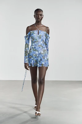 FLORAL PRINT TULLE DRESS
