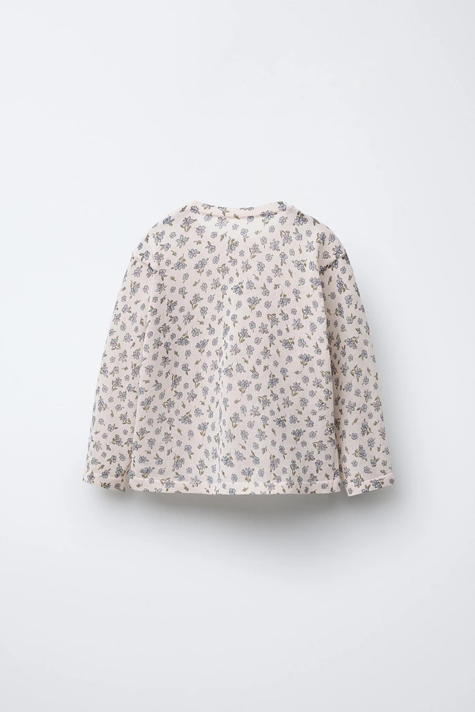 GILET EN MAILLE FINE À IMPRIMÉ FLEURI