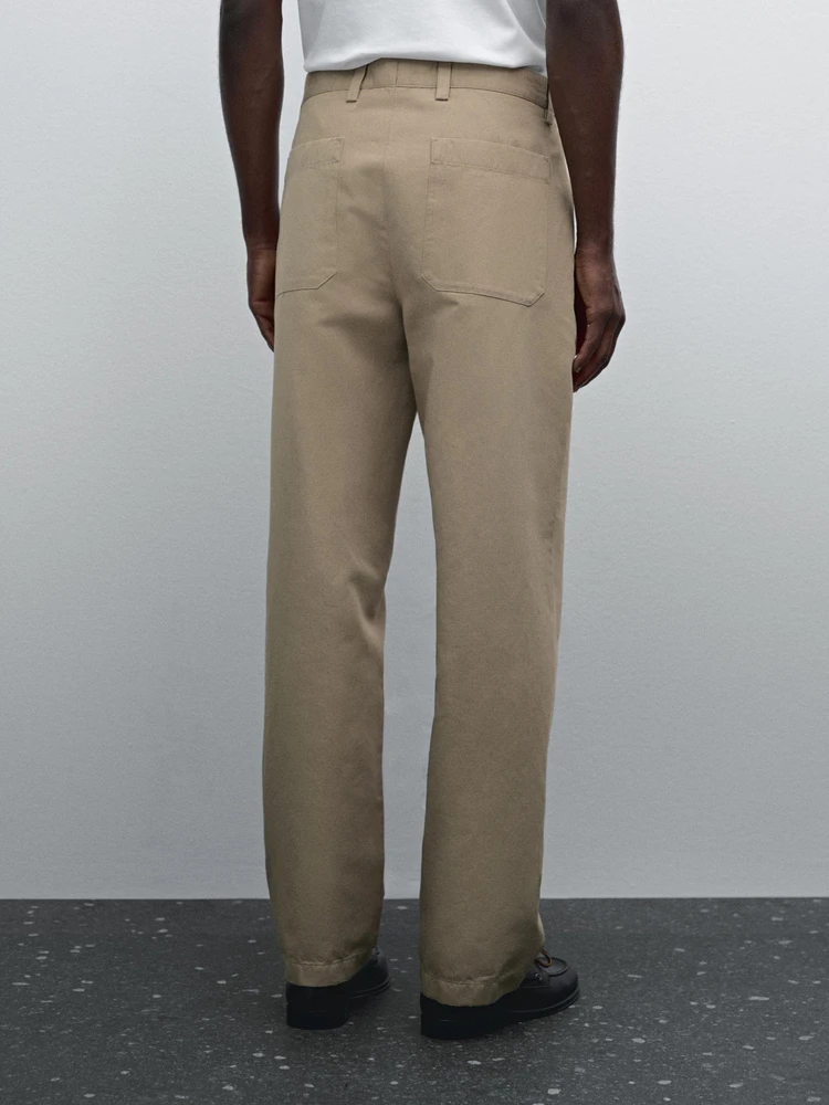 Pantalon regular coton mélangé