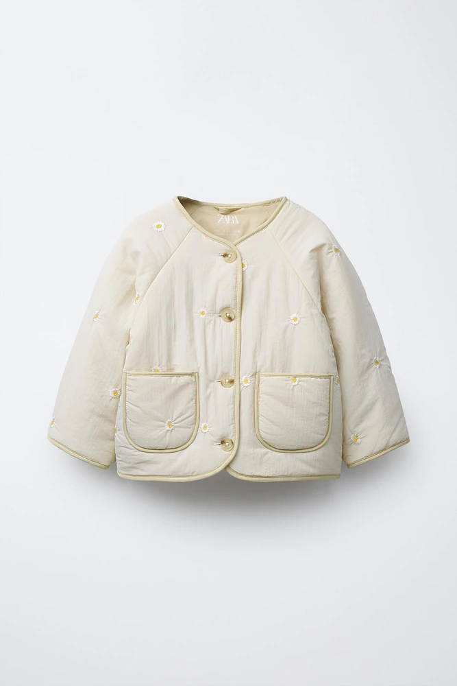 EMBROIDERED DAISY QUILTED JACKET