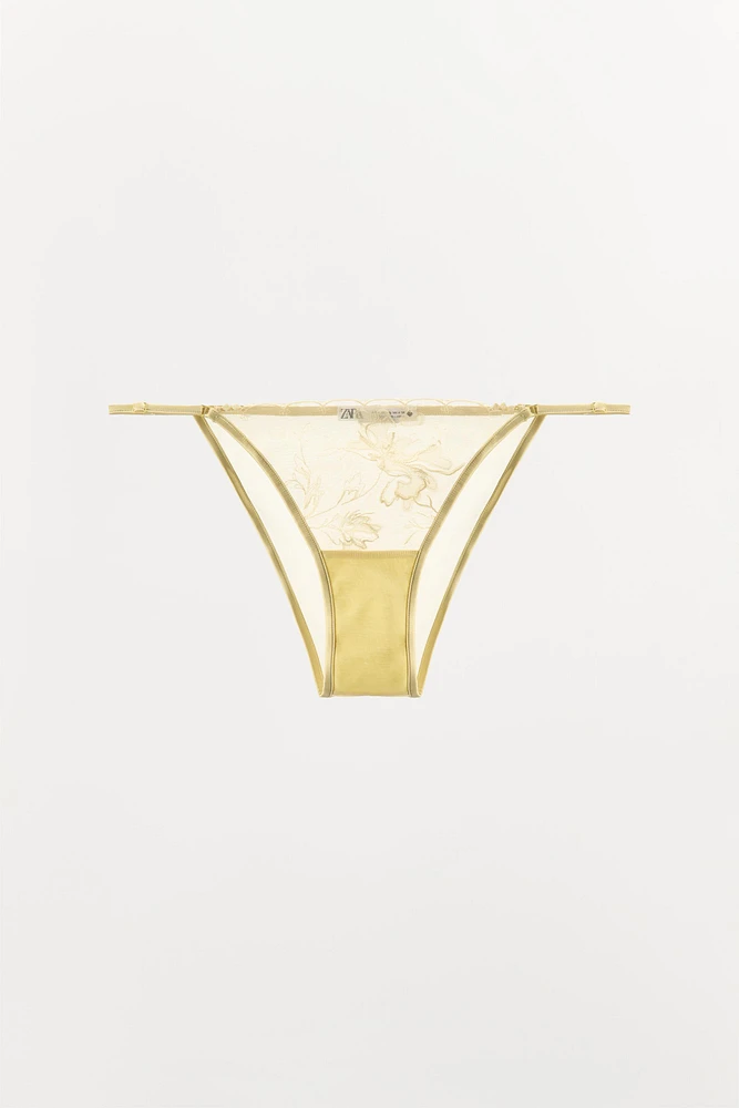 EMBROIDERED MESH PANTIES