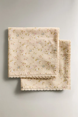 PACK OF FLORAL COTTON NAPKINS