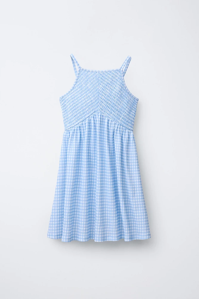 TEXTURED PLAID DRESS