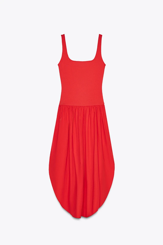 CONTRASTING MIDI DRESS