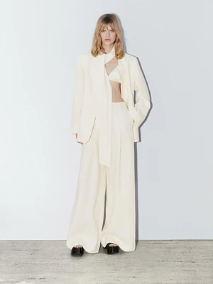 100% linen wide-leg trousers